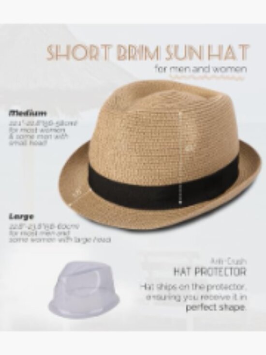 Straw Sun Hat UPF 50+ Trilby Panama Beach Hat